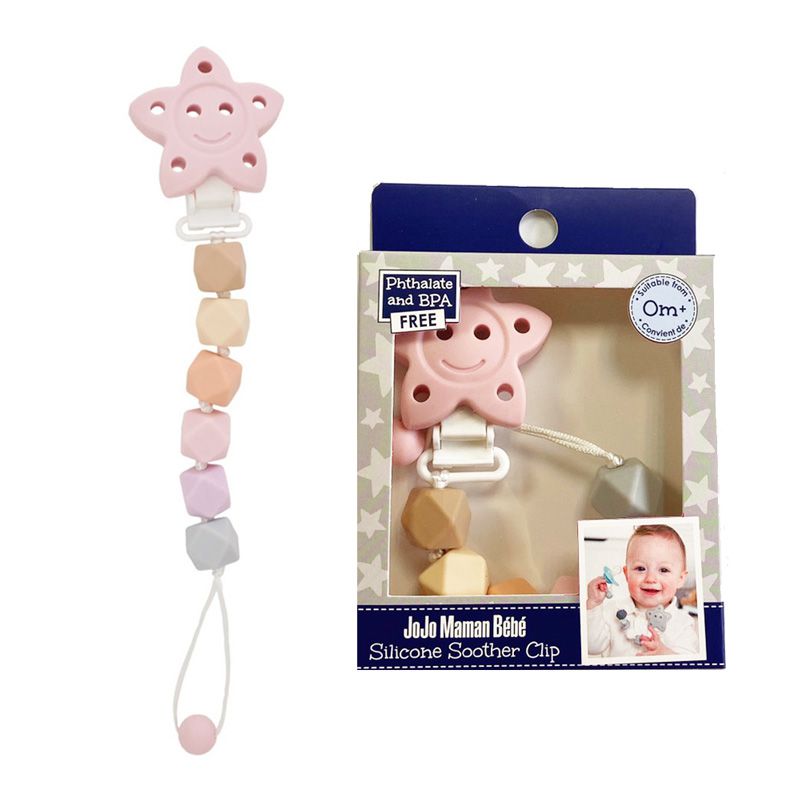 英國 JoJo Maman BeBe - 嬰幼兒矽膠玩具鍊/奶嘴鍊-甜美粉