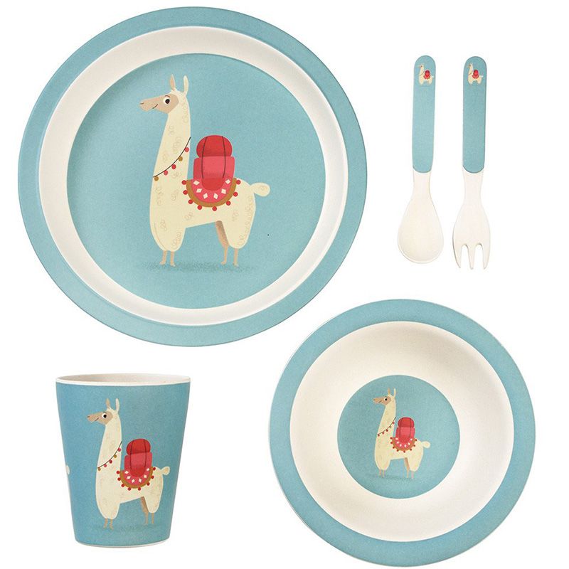 英國 Rex London - 環保竹纖維幼兒/兒童餐具5入組-羊駝