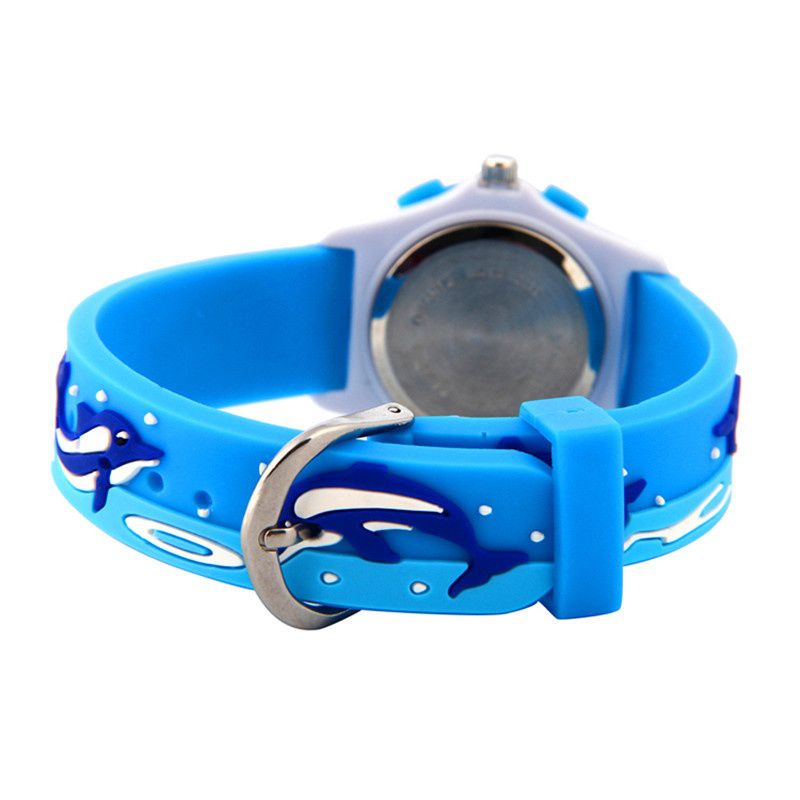 3D立體卡通兒童手錶-可旋轉錶圈-藍色海豚