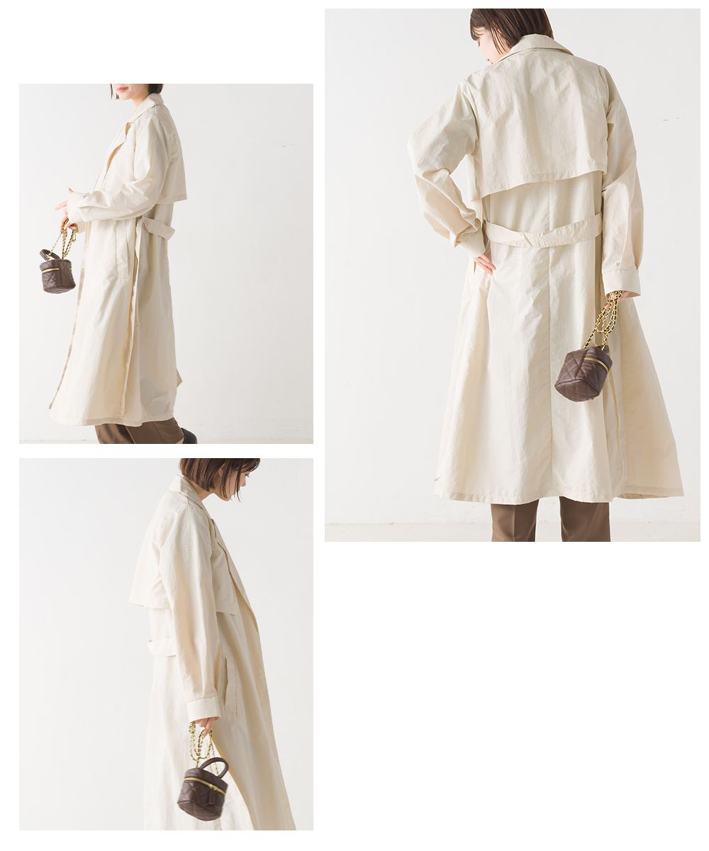 日本 OMNES - 3WAY多層式穿搭長版風衣外套-淺灰棕