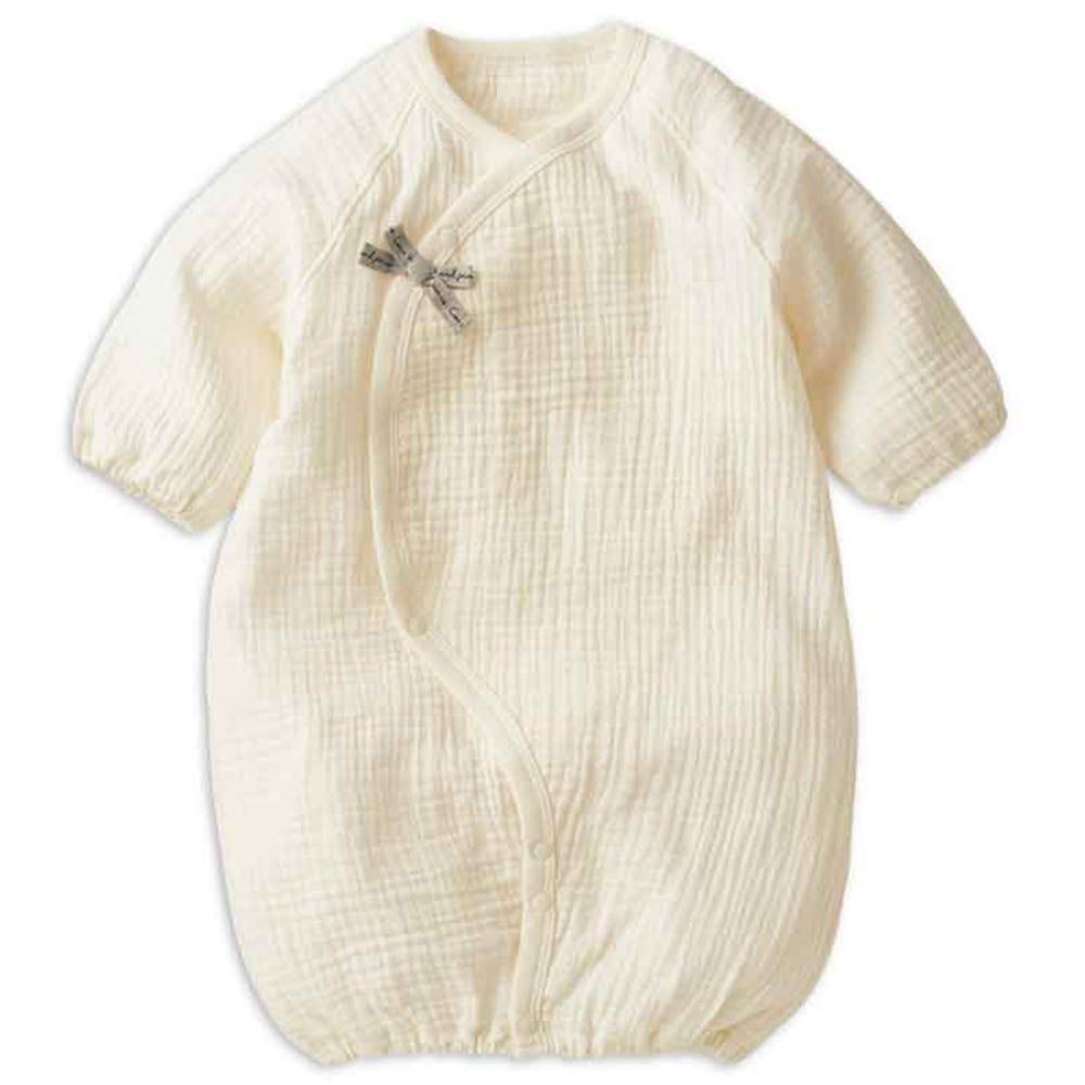 長袖連身衣 穆斯林棉紗-象牙白色 (50~70cm)