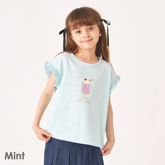 日本 evercloset - 100%棉 閃亮亮聖代短袖上衣-白