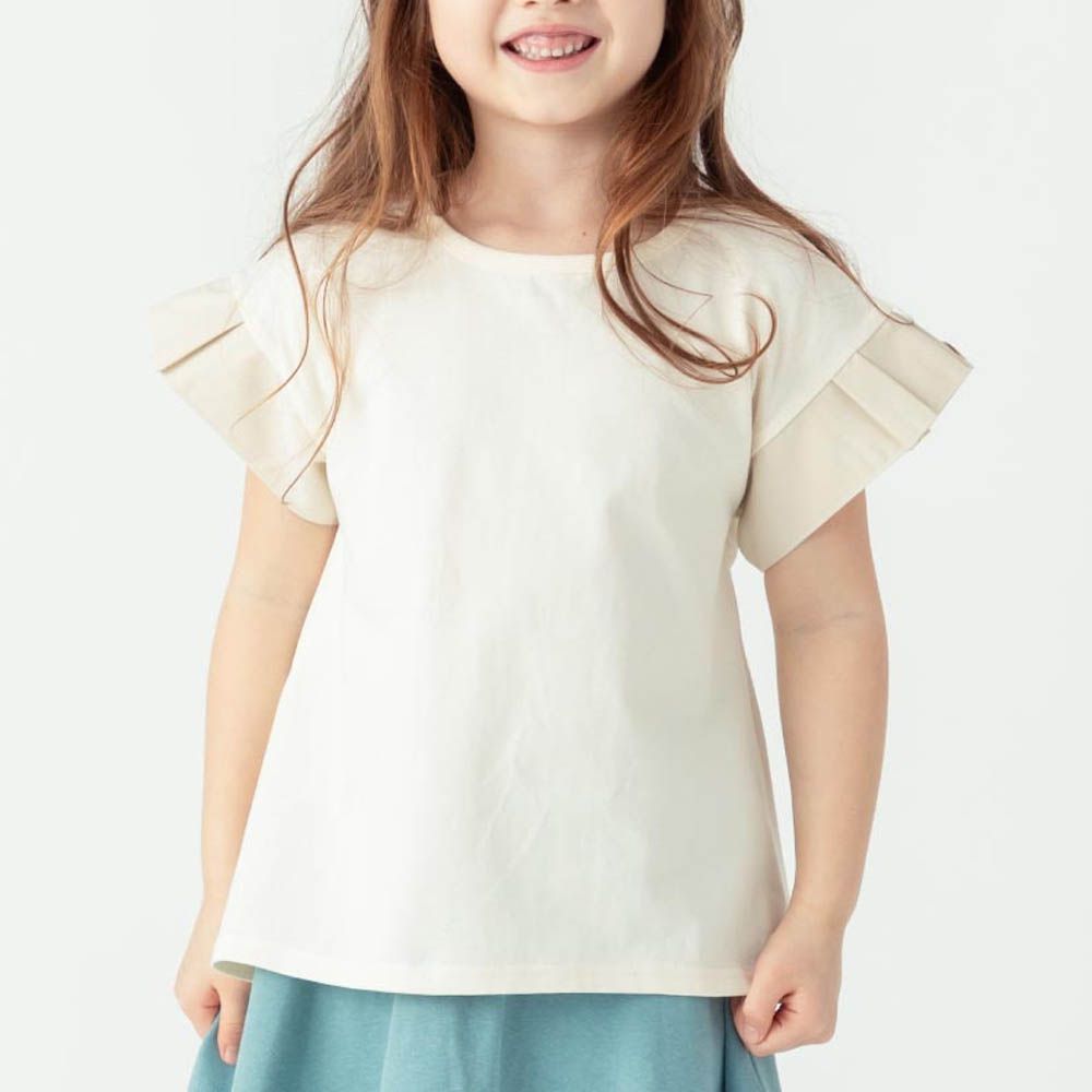 背後優雅摺邊袖上衣-象牙米