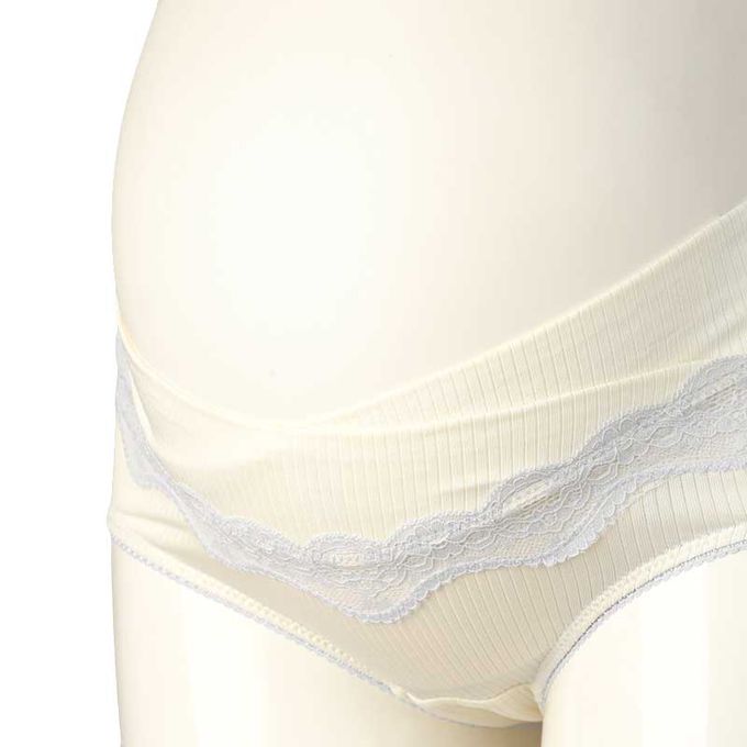 akachan honpo - 腹部交叉設計內褲-羅紋-米白色
