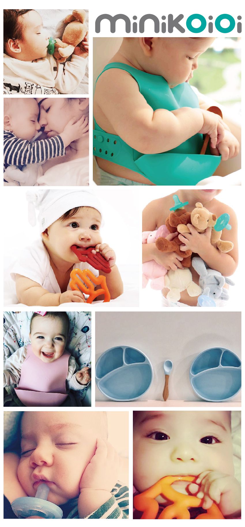 土耳其 minikoioi - 防滑矽膠吸盤碗-天空藍