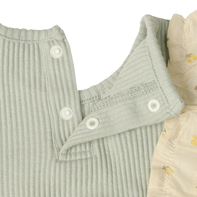 akachan honpo - 長袖外出包屁衣-胸下拼接-綠色