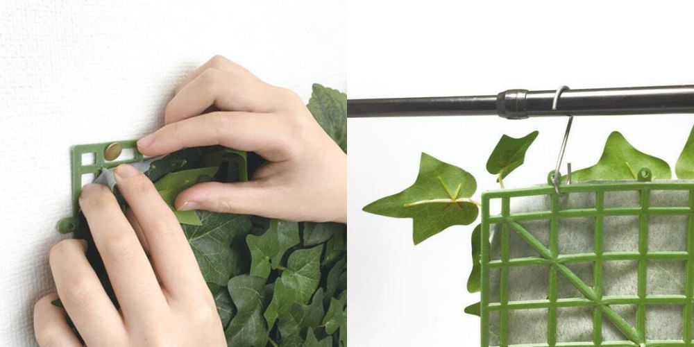 日本 KISHIMA - CT觸媒 消臭仿真植物牆面綠化片-拼貼式-淺綠 (35x32x3.5cm)