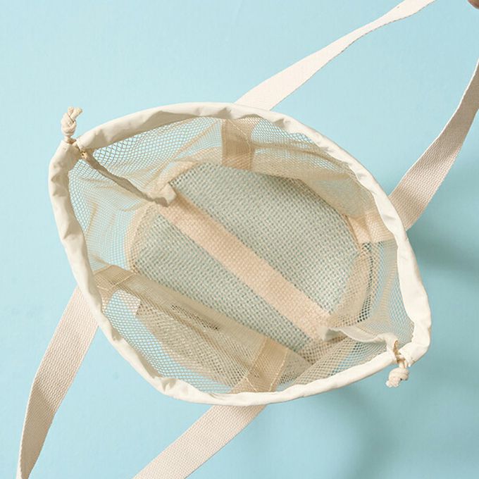 日本 b-ROOM - 網格圓筒沙灘包/玩水包-軍綠 (33x22x22cm)