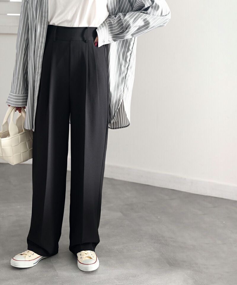 日本 Classical Elf - 修長美腿打褶西裝褲-摩卡棕