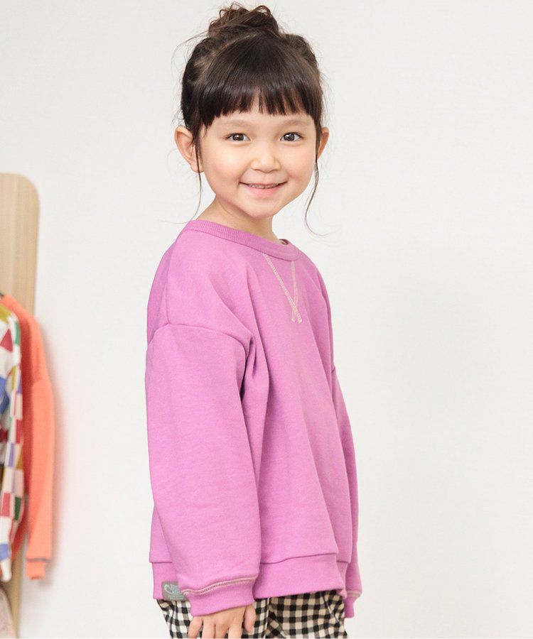 日本 BREEZE - 正反OK！裏毛圓領縫線長袖上衣-橘