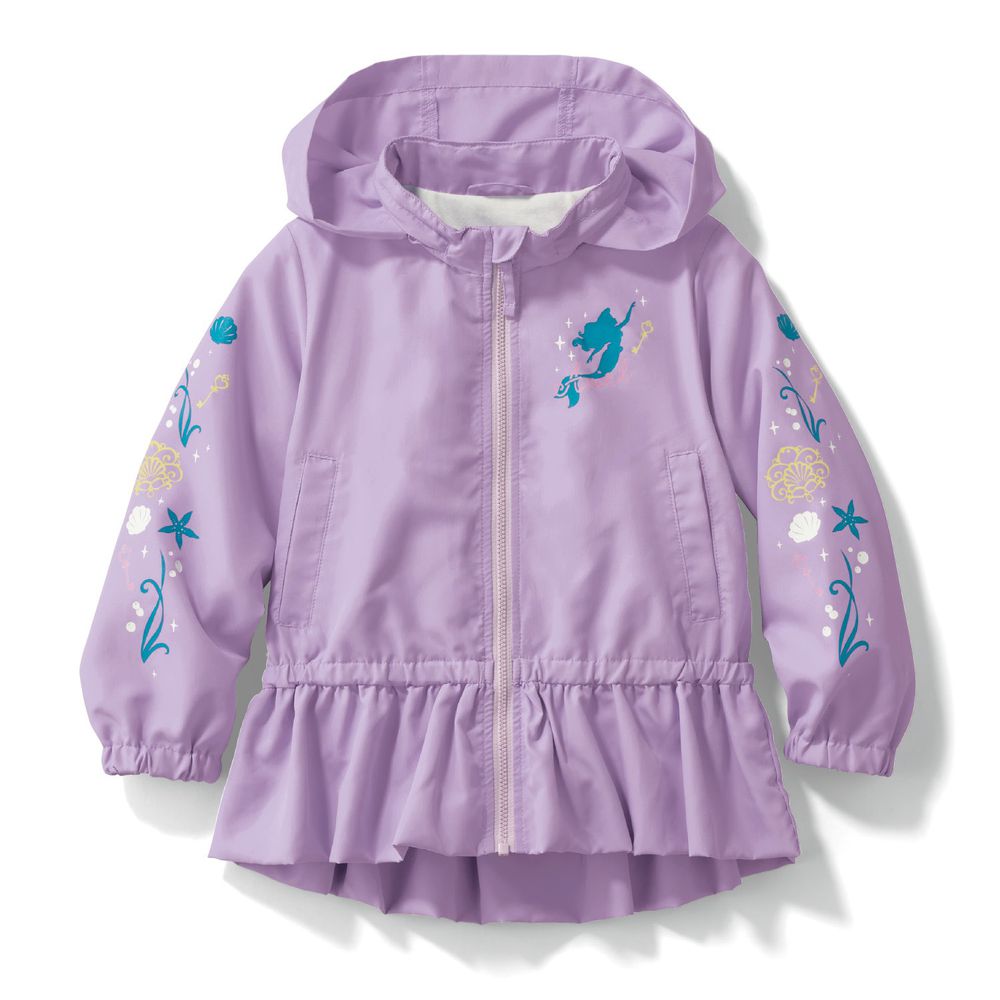 日本千趣會 - 迪士尼公主荷葉衣襬防風連帽外套-小美人魚-紫