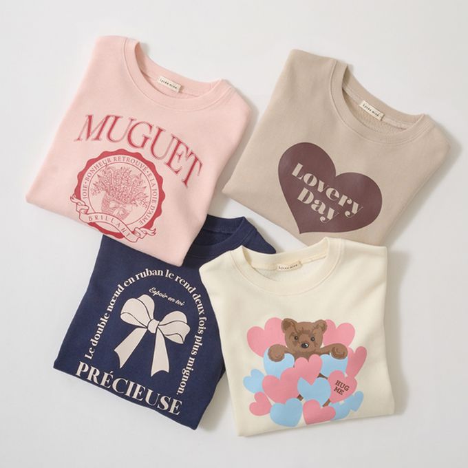 日本 Lycee mine - 百搭印花休閒長袖上衣-Lovely Day-杏