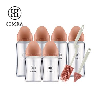 Simba 小獅王辛巴 - 省力洗瓶！蘊蜜質金玻璃寬口奶瓶極淨組-新生適用-覓粉