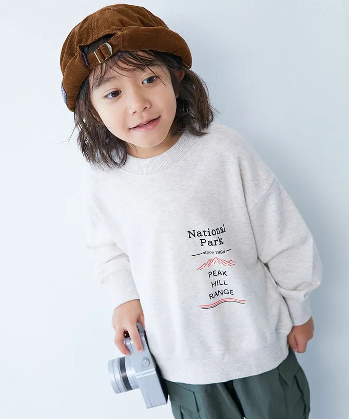 日本 devirock - 熱銷定番 印花縮口長袖上衣-老虎-濃綠