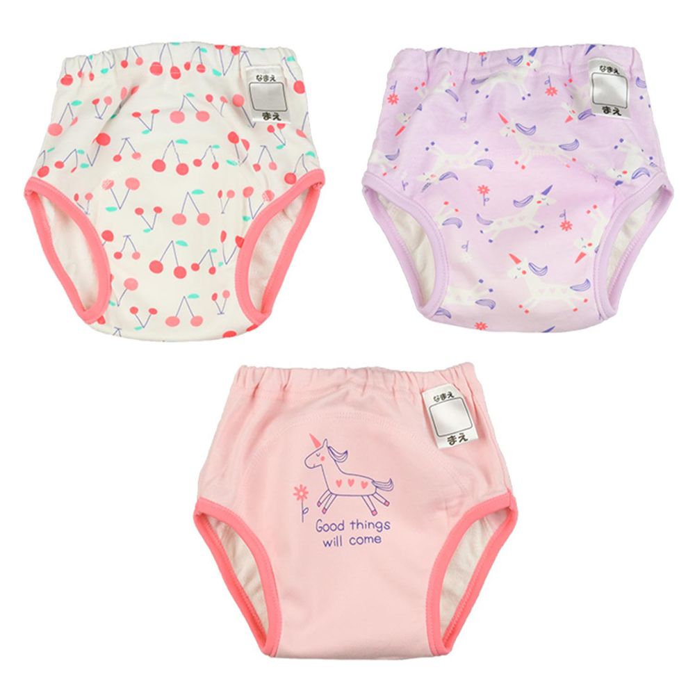 akachan honpo - 3層學習褲3件組-粉紅色 (90cm)
