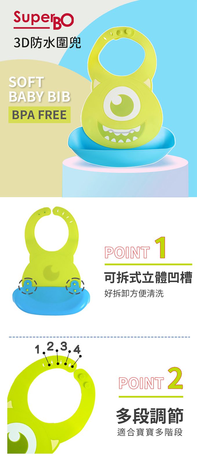 SuperBO - 防水圍兜-大眼仔
