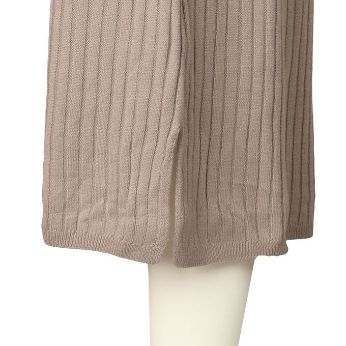 akachan honpo - 長袖羅紋針織洋裝-淺卡其色