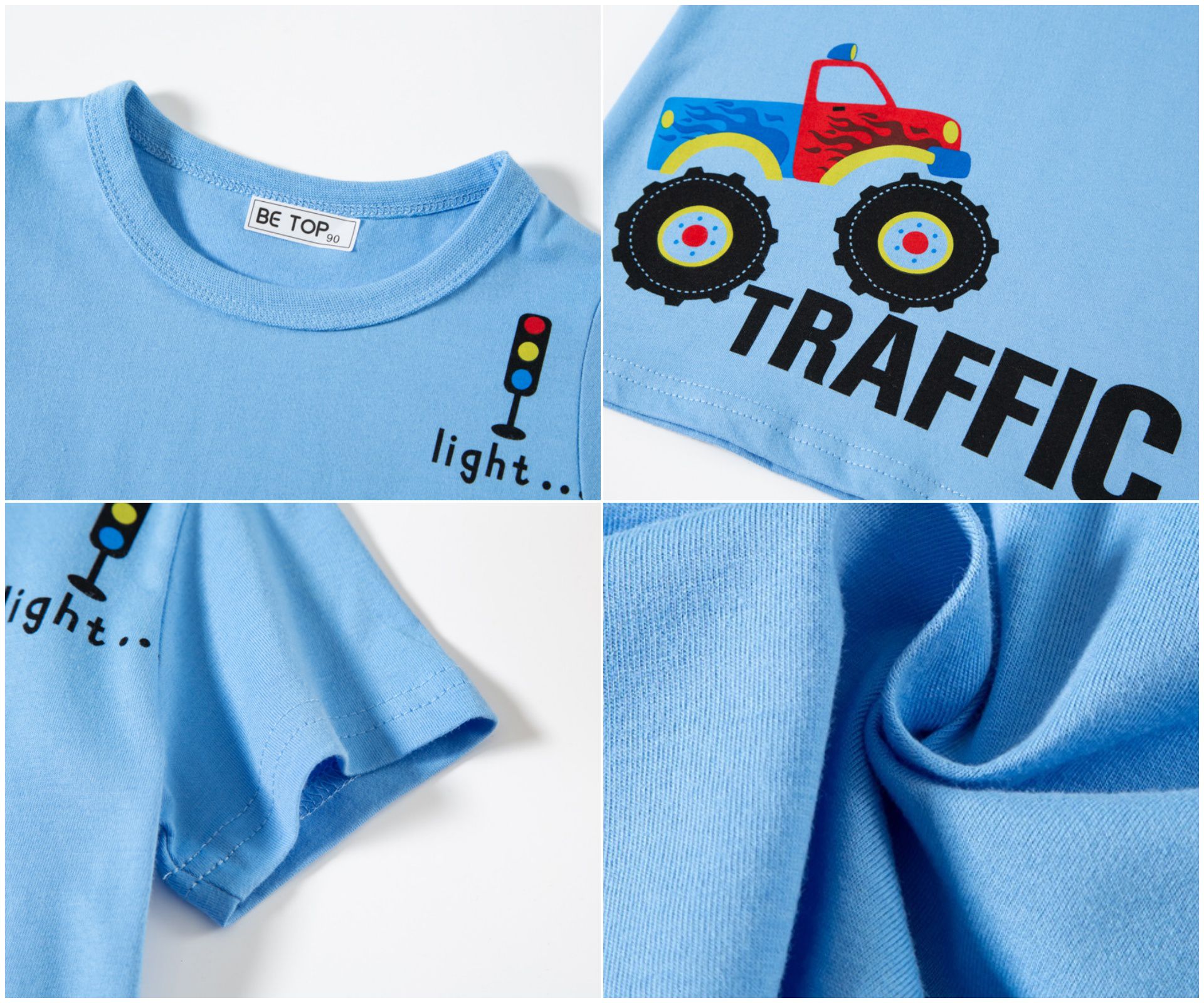 純棉短袖上衣-traffic車車-白色