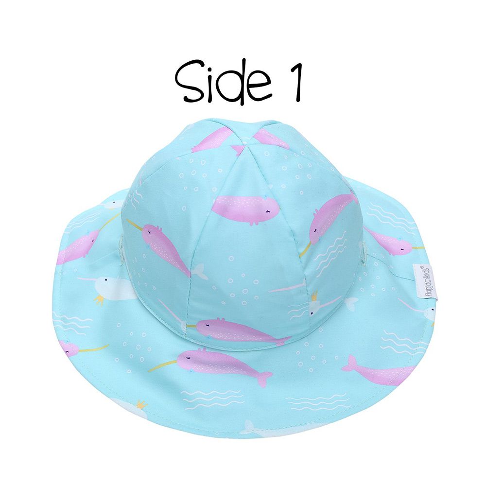 加拿大 flapjackkids - 雙面小童遮陽帽/防曬帽-獨角鯨/海星