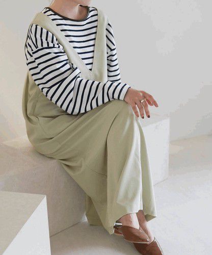 日本 Bou Jeloud - 百搭落肩長袖上衣-條紋-粉