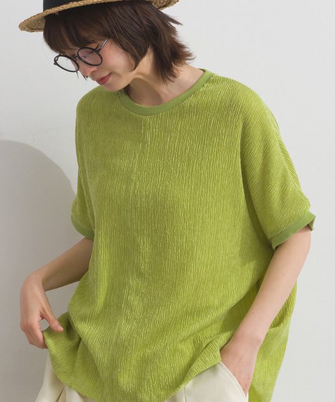 日本 Lupilien - 嫘縈混紡細緻羅紋圓領短袖上衣-橘