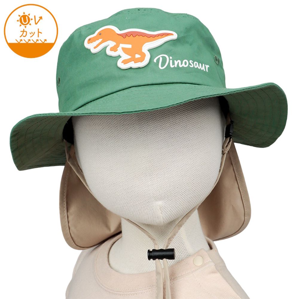 漁夫帽-橡膠布貼 附防曬遮陽布-綠色