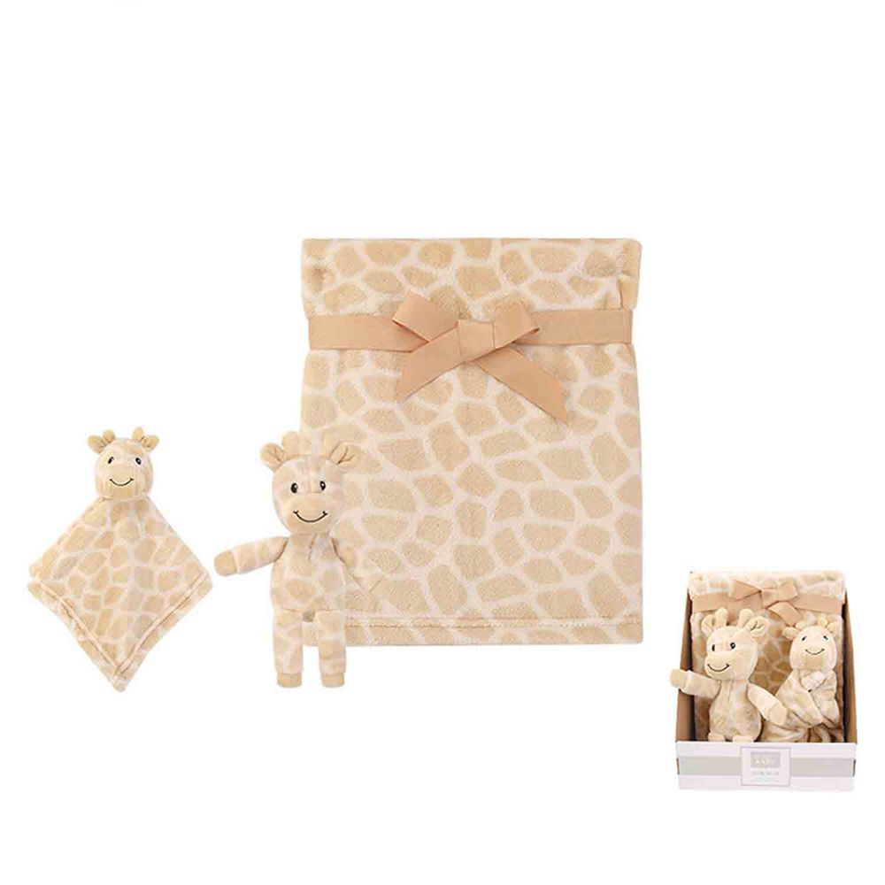 美國 Luvable Friends - 嬰幼兒最佳送禮安撫巾與毛毯3入禮盒組-長頸鹿 (單一尺寸)