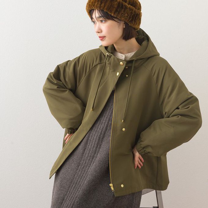 日本 OMNES - [經典款]防潑水派克連帽風衣外套-卡其