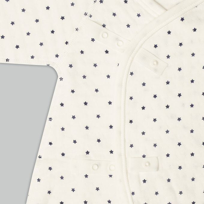 akachan honpo - 長袖新生兒內衣4件組-按扣款 保暖鋪棉-深藍色 (50~60cm)