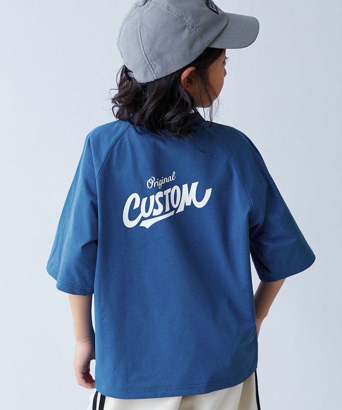 日本 devirock - 防污抗UV 高機能五分袖上衣-淺灰x紫x橘