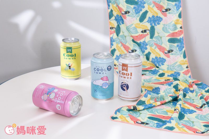 日本 LIV HEART - 抗UV水涼感巾(附收納罐)-鯨鯊兄弟-水藍 (30x100cm)