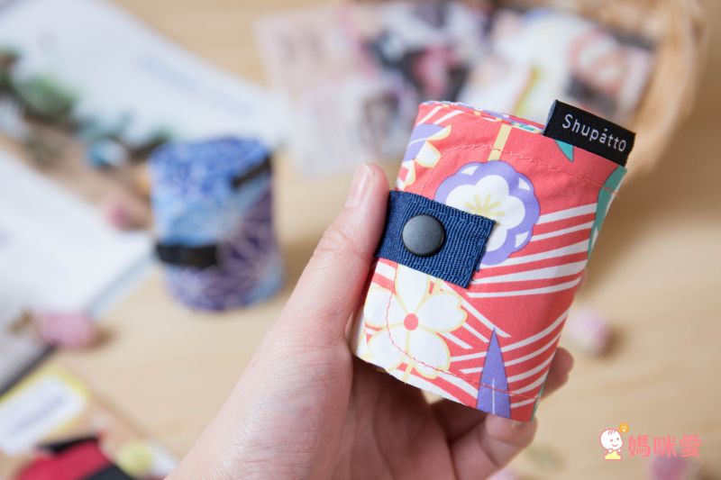 日本 MARNA - Shupatto 秒收摺疊購物袋-和風特別款-折扇 (M(30x35cm))-耐重5kg / 14.5L