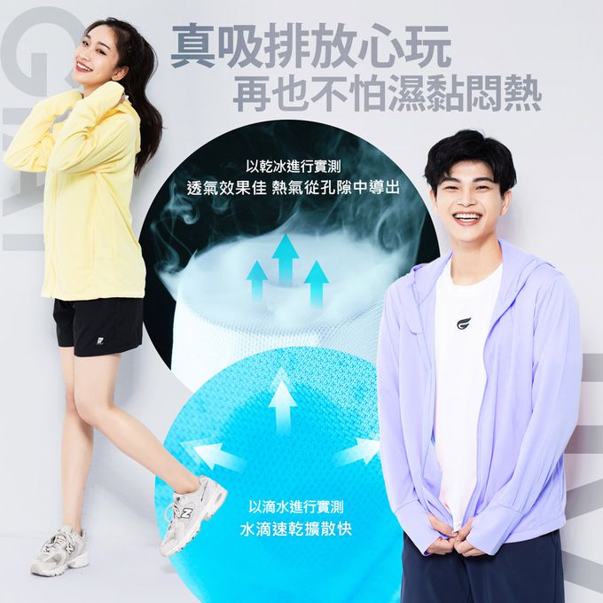 GIAT - A級防曬吸濕排汗連帽外套(男女適穿)-天藍