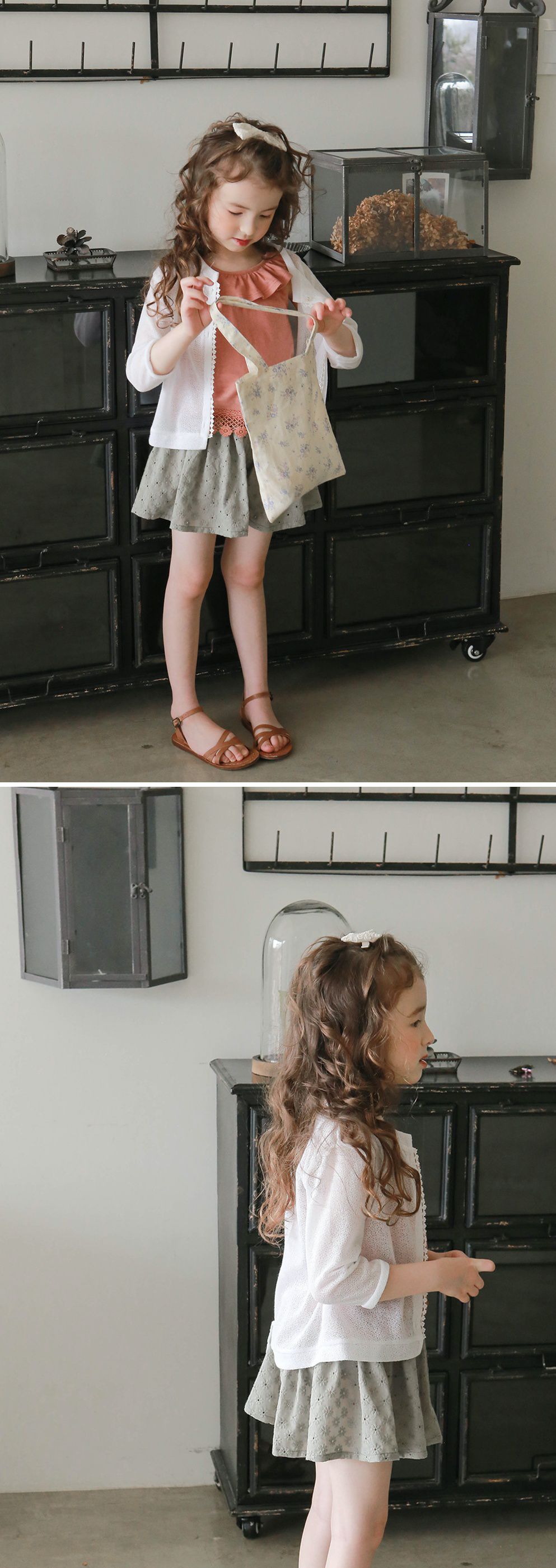 韓國 PuellaFLO - 蕾絲滾邊薄款小外套-象牙白