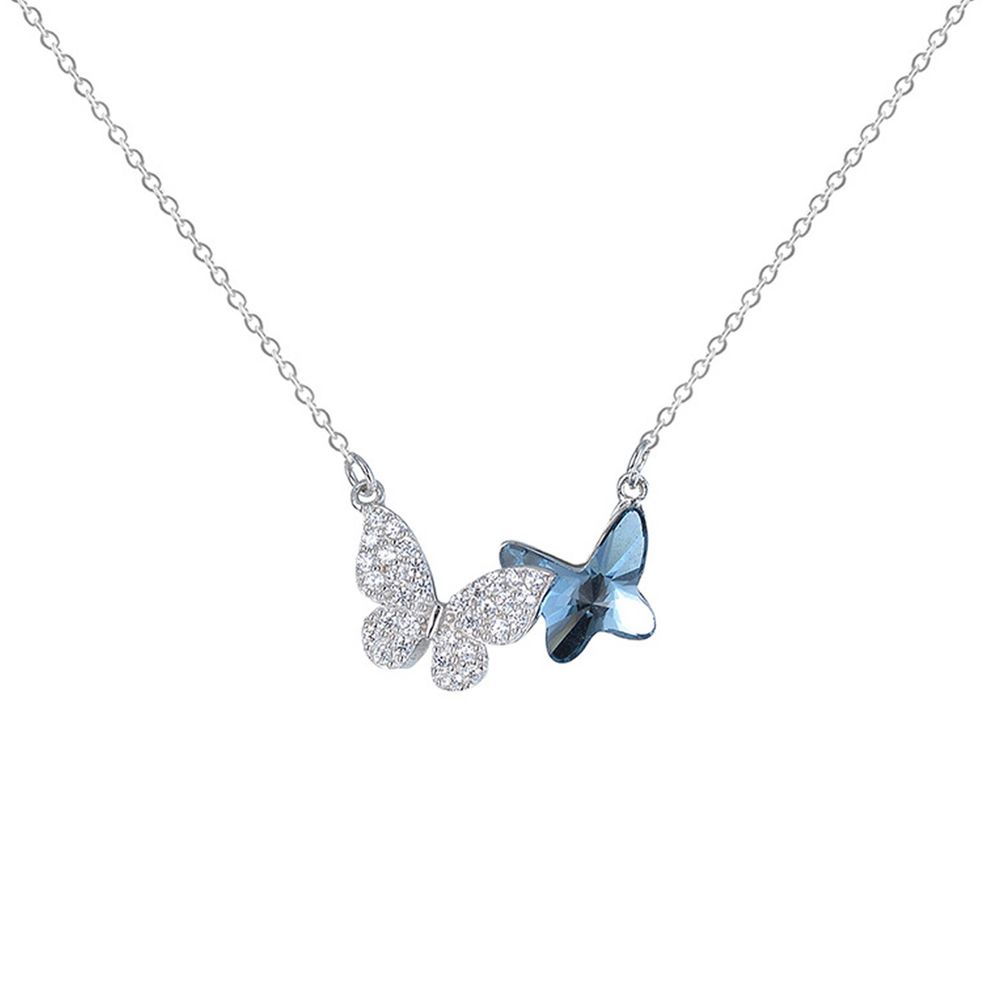 S925純銀水晶鎖骨鏈-藍蝴蝶