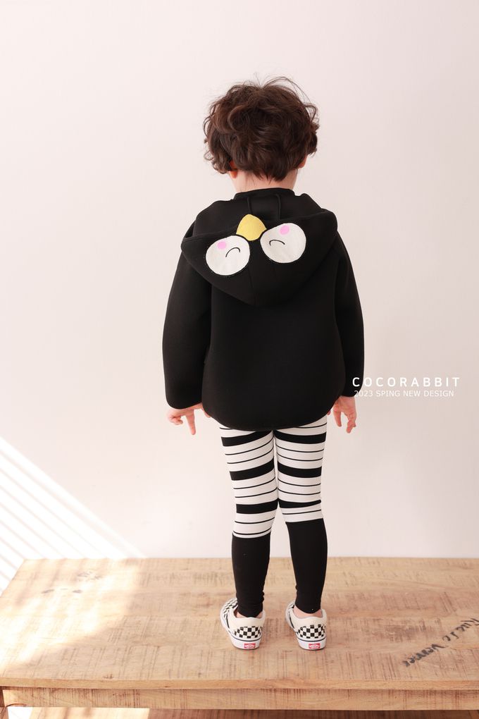 韓國 Coco rabbit - 閉眼企鵝可拆式連帽外套-黑