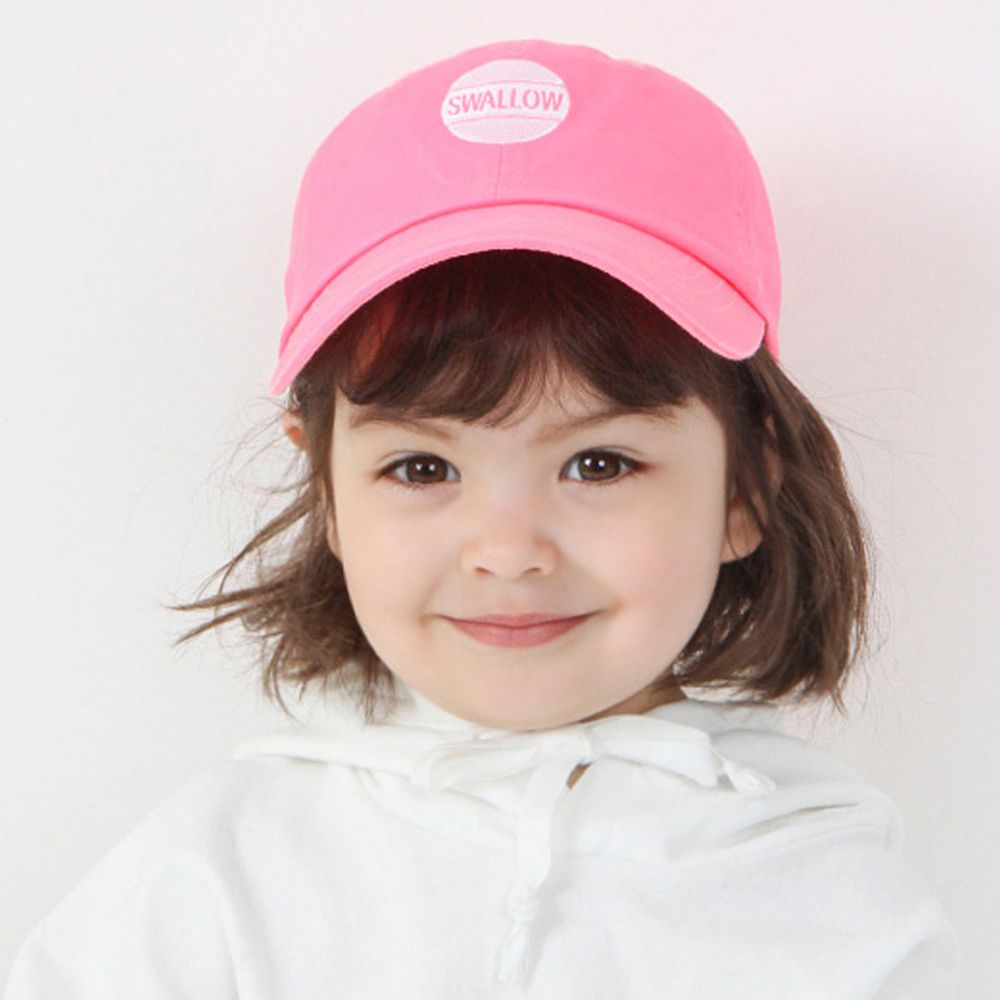 韓國 Babyblee - 字母徽章純色棒球帽-粉紅 (頭圍：51-55cm)