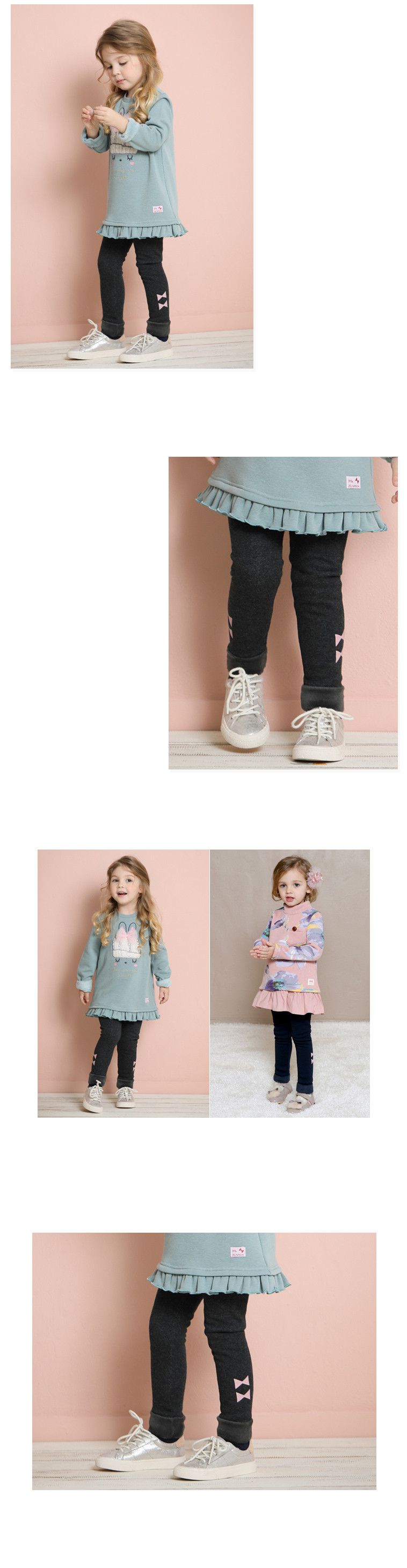 韓國 Jelispoon - (內刷毛)雙蝴蝶結內搭褲-粉紅