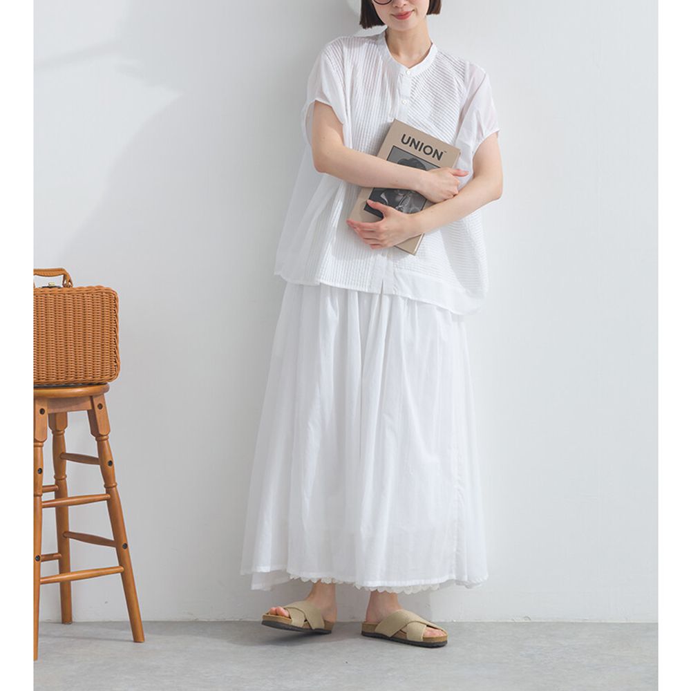 100%印度棉 清爽飄逸素色長裙-白