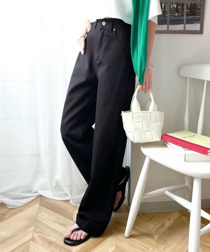 日本 Classical Elf - 熱銷必收！純棉厚磅顯瘦美腳寬褲-海軍藍