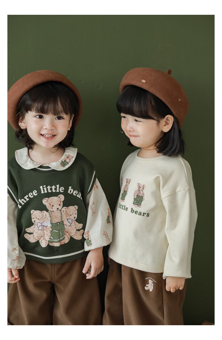 腰鬆緊五分百搭寬褲-熊熊-綠色