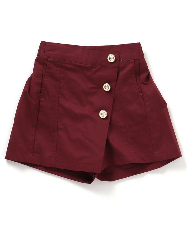 日本 apres les cours - 小奢華金屬鈕扣俏麗褲裙-棕色