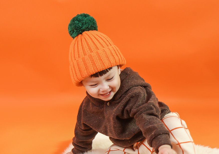 韓國 Babyblee - 大毛球針織毛線帽-藍 (FREE)