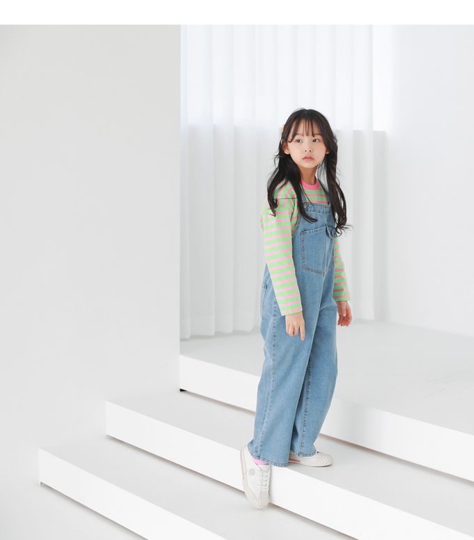 韓國 J KIDS - 頑皮牛仔連身吊帶長褲-淺藍