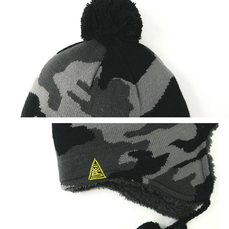 日本 ZOOLAND - 防寒刷毛針織保暖帽-迷彩-淺灰 (頭圍50~54cm)