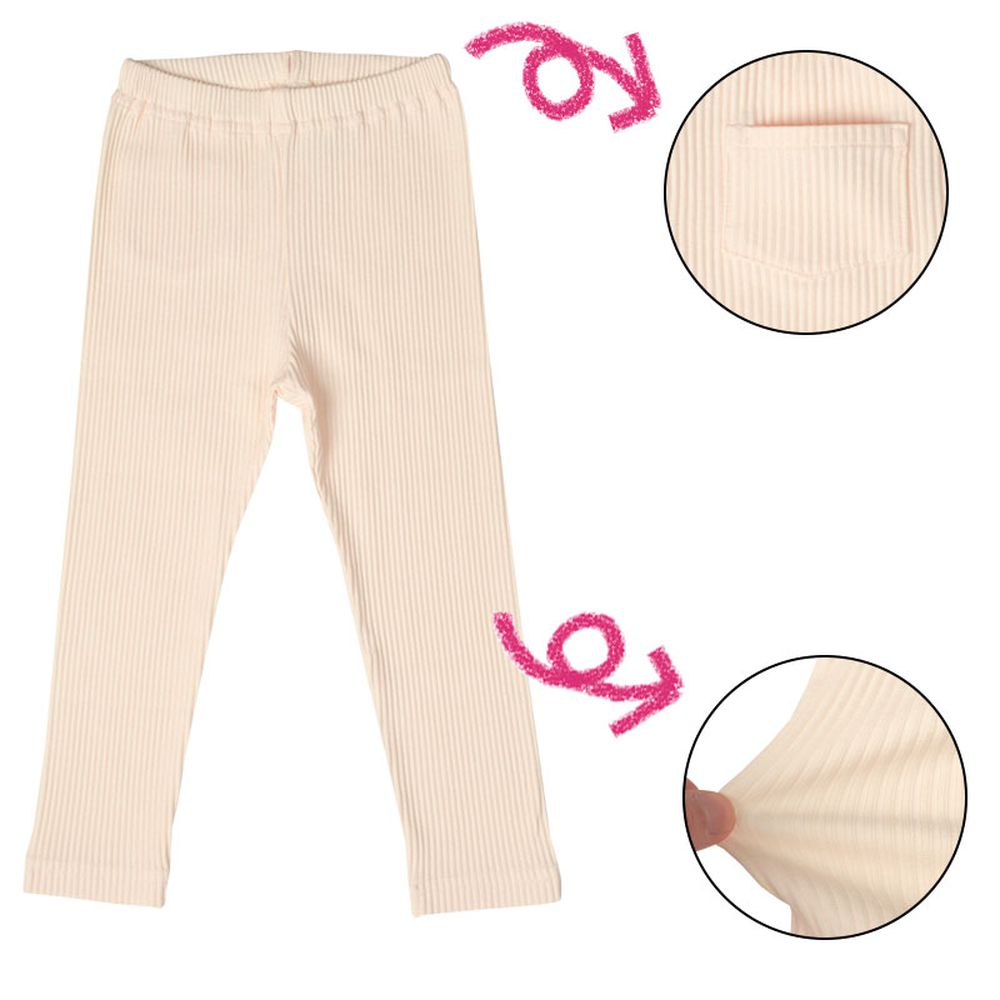 10分內搭褲-羅紋-象牙白色