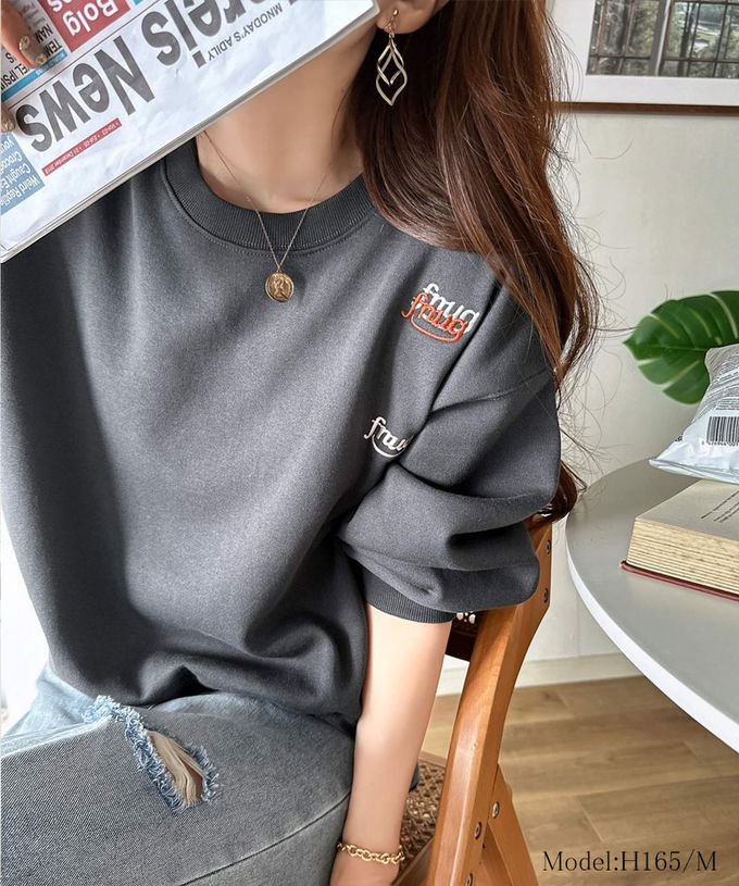 日本 Classical Elf - Java 裏起毛隨性logo長袖上衣-淺灰