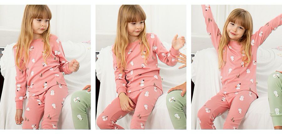 韓國 Mavarm Organic - 莫代爾/有機棉20支混紡長袖家居服-粉紅雪人