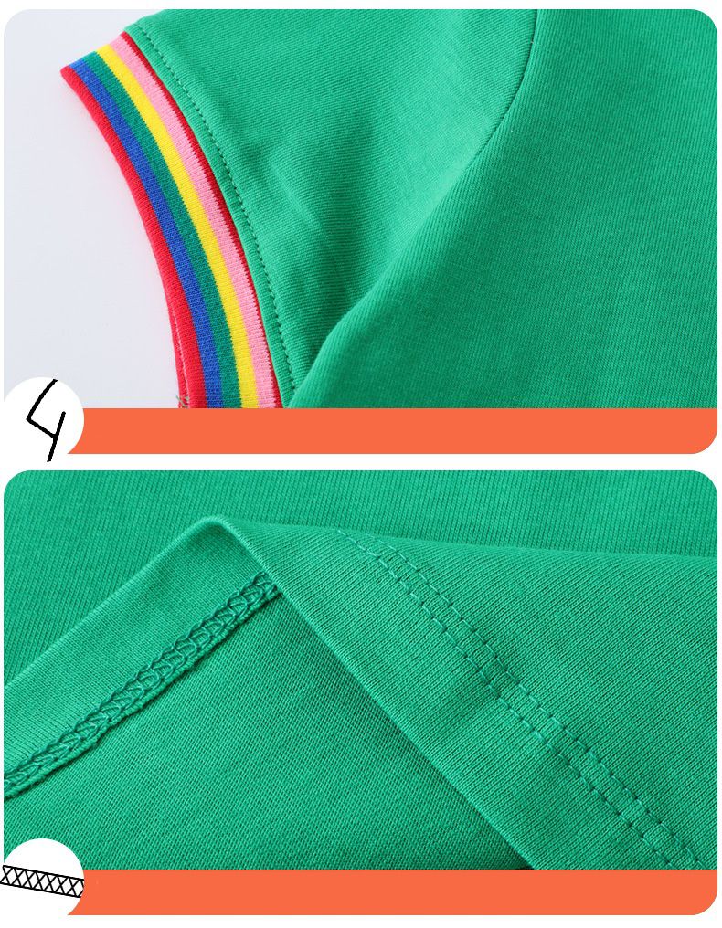 Jumping meters - 棉質圓領短袖洋裝-調皮貓貓-綠色