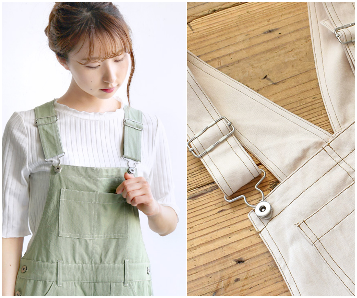 日本 zootie - 打褶線條工裝風吊帶裙-薄荷綠 (M(free size))